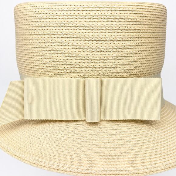 Vintage 1960s Jackie Kennedy Ivory Straw Dress Hat Camelot Era main image 4